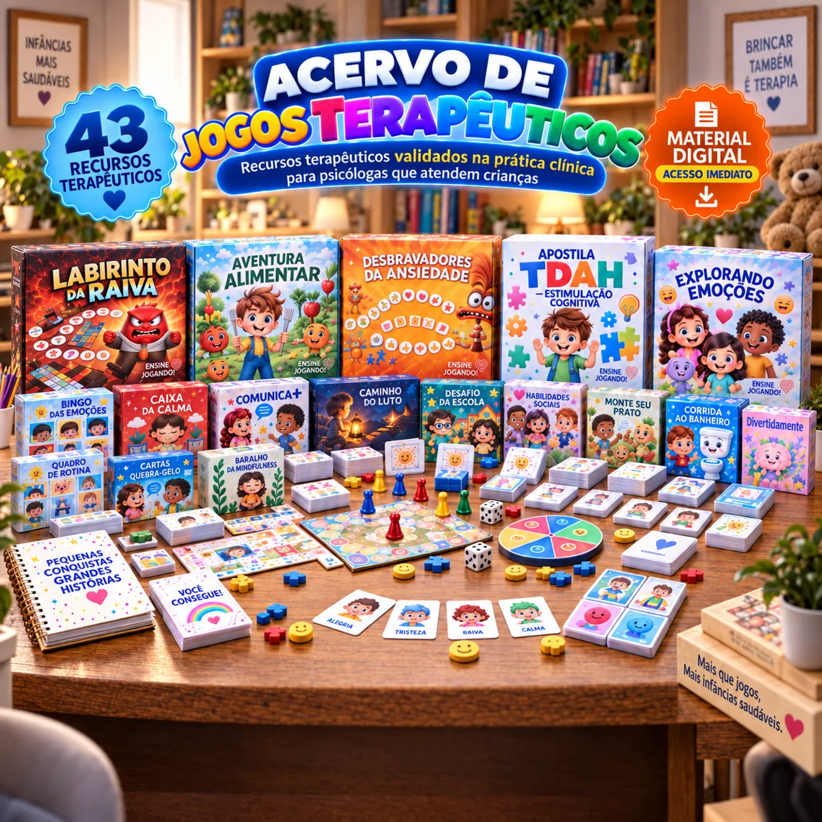 Mockup do Acervo Terapêutico Ensine Jogando - Bundle Completo